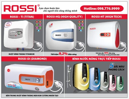 Bảng giá máy nước nóng gián tiếp Rossi Tân Á Đại Thành (tháng 1/2016)