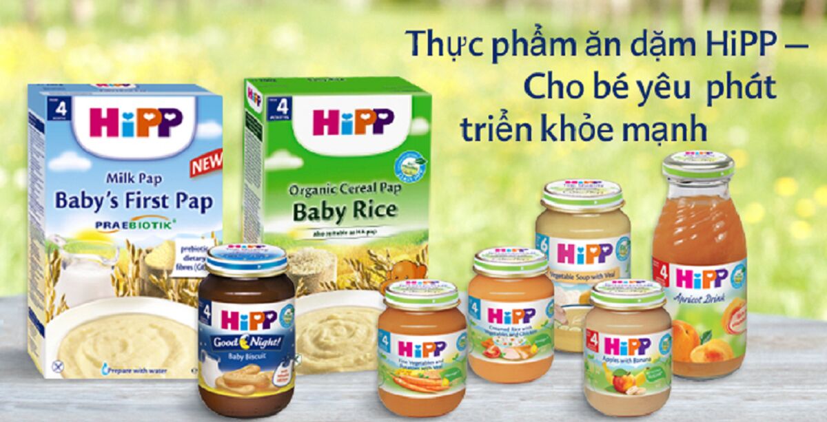 Bảng giá thực phẩm ăn dặm cho bé Hipp cập nhật tháng 1/2018