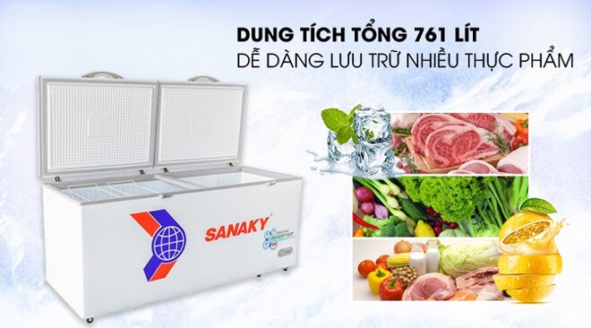 Tủ đông Sanaky VH-8699HY3 dung tích lớn, thích hợp cho các cửa hàng