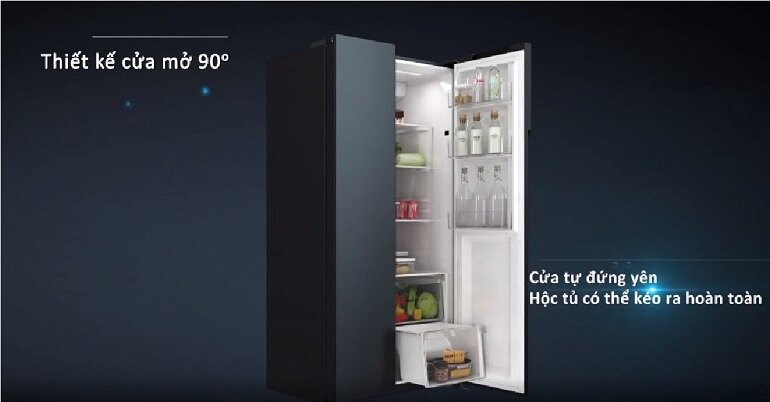 Tủ lạnh side by side giá 16 triệu Aqua AQR-S541XA(BL)