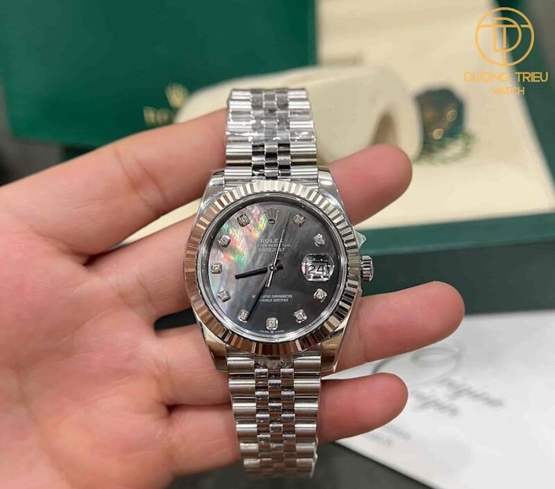 Đồng Hồ Rolex Datejust 41mm Xà Cừ Thiên Nhiên Cọc Số Kim Cương Tự Nhiên Replica-11-new-2023