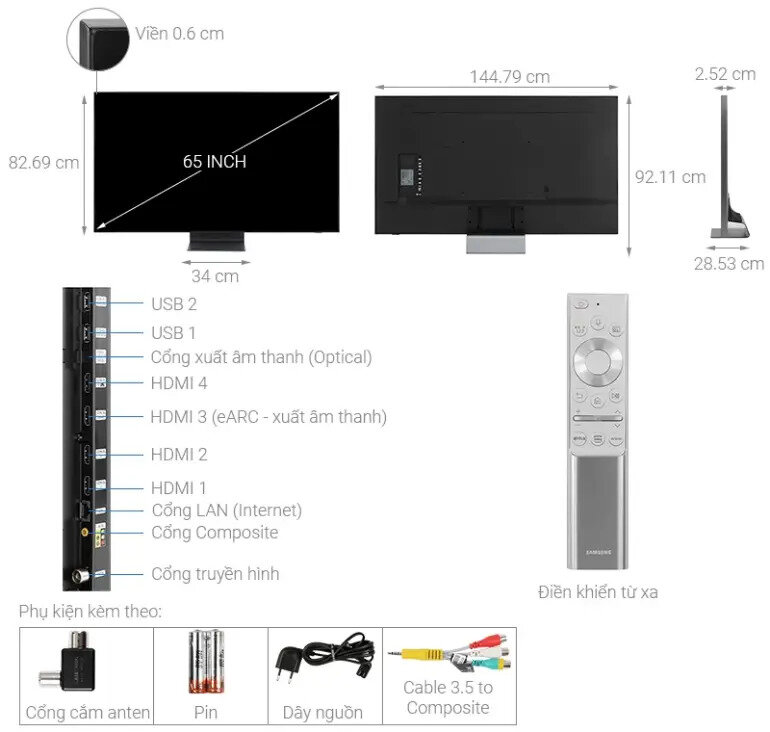 Tivi QLED Samsung 8K trang bị tiện ích thông minh 