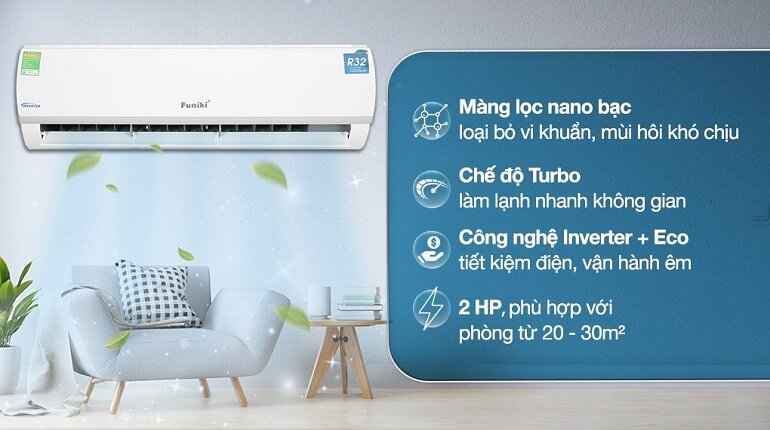 Một số ưu điểm nổi bật trên điều hòa điều hòa Funiki Inverter 2 HP HIC18TMU.ST3