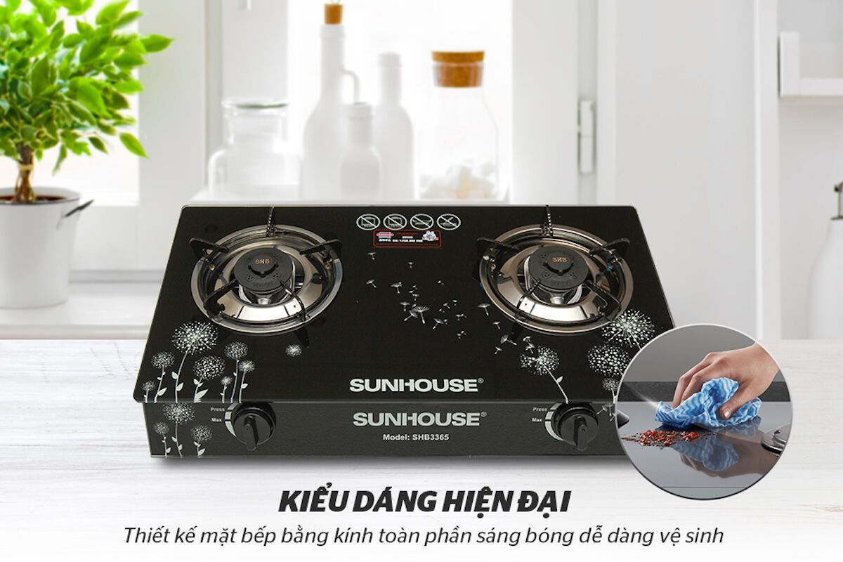 Bếp gas đôi Sunhouse SHB3365 thiết kế tinh tế, sử dụng dễ dàng