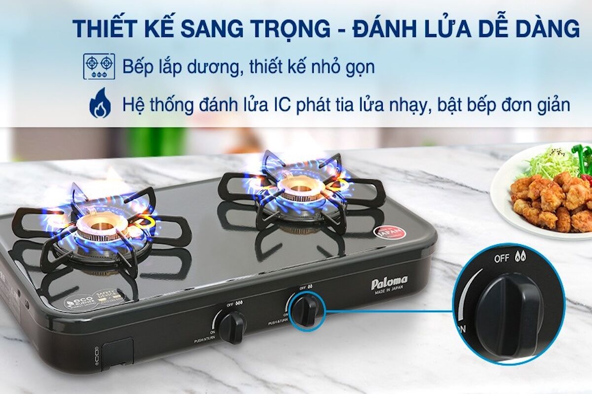 Bếp gas dương Paloma PA-J51CE thiết kế sang trọng, chất liệu bền bỉ