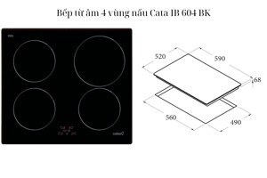 Bếp từ âm 4 vùng nấu Cata IB 604 BK phong cách hiện đại, công nghệ tiên tiến