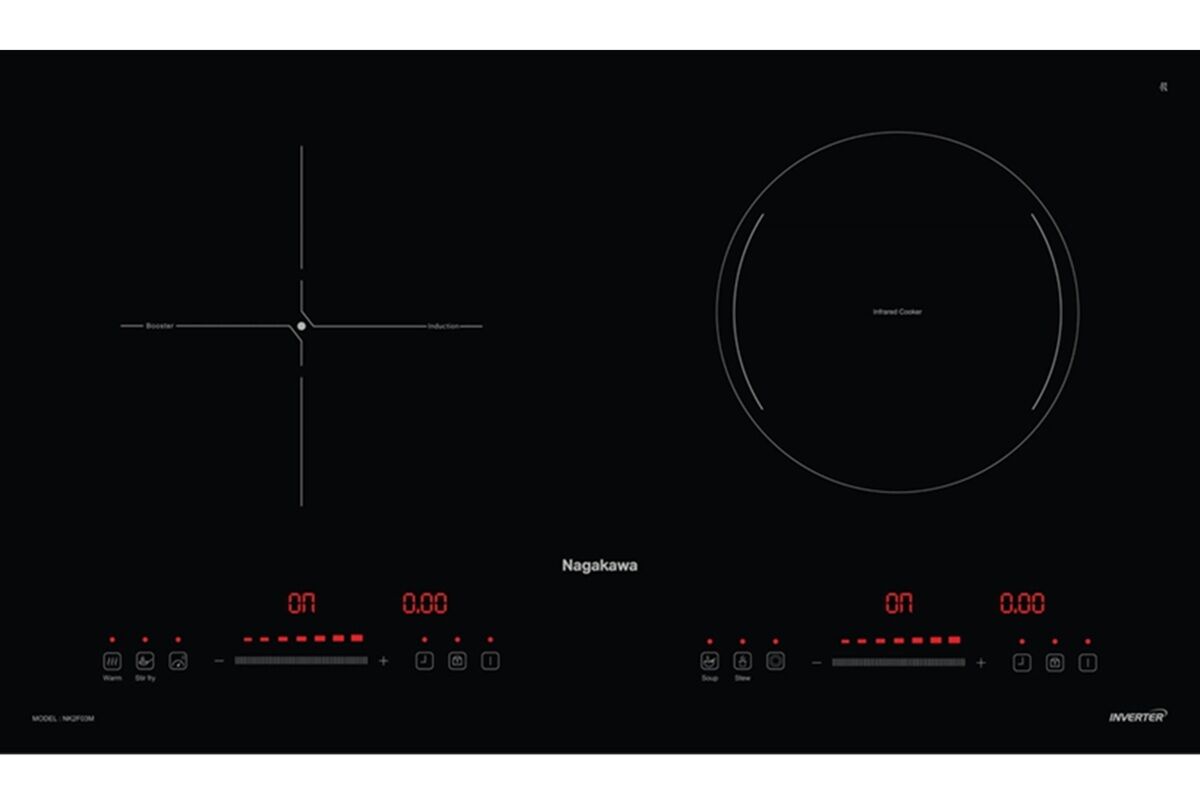 Bếp từ đôi hồng ngoại Nagakawa NK2F03M giá chỉ 3 triệu đồng, hiệu suất nấu mạnh mẽ, tiết kiệm điện