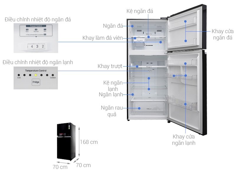 Đánh giá thiết kế của tủ lạnh LG Inverter 393 lít GN-L422GB