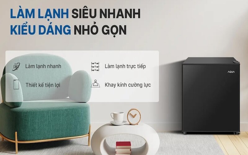 Tủ lạnh Aqua 50 lít AQR-D60FA(BS) thích hợp để bảo quản, lưu trữ thực phẩm cho từ 1 - 2 người