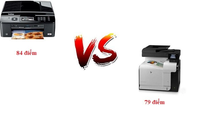 Điểm đánh giá của máy in Brother MFC J825DW và máy in HP Laser Jet Pro M521dw