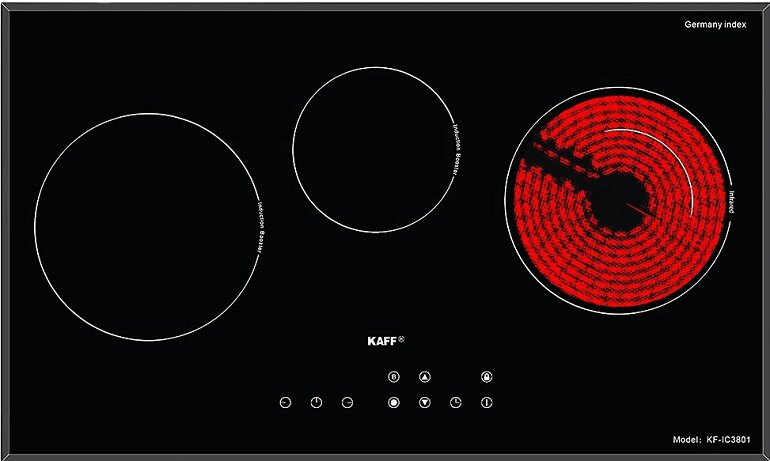 Bếp từ hồng ngoại âm 3 vùng nấu KAFF KF-IC3801 có 3 vùng nấu tiện ích