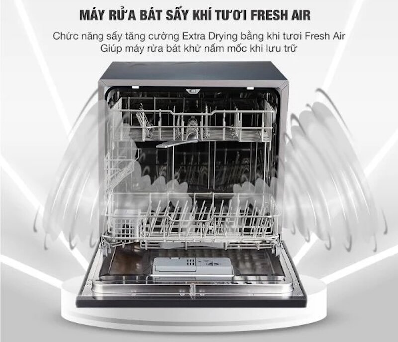 Máy rửa bát 8 bộ Canzy CZ-WQP892 được trang bị chức năng Fresh Air Drying sấy khí tươi