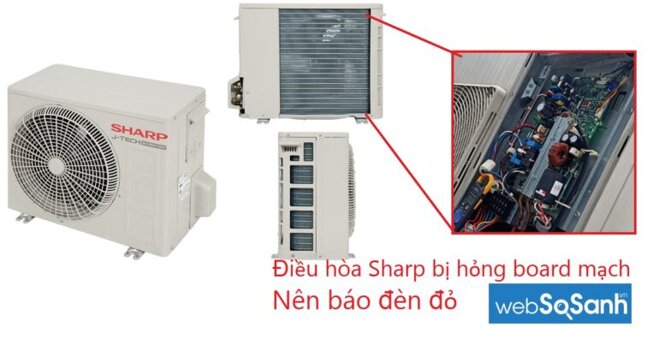 Điều hòa Sharp báo đèn đỏ do bị hỏng board mạch