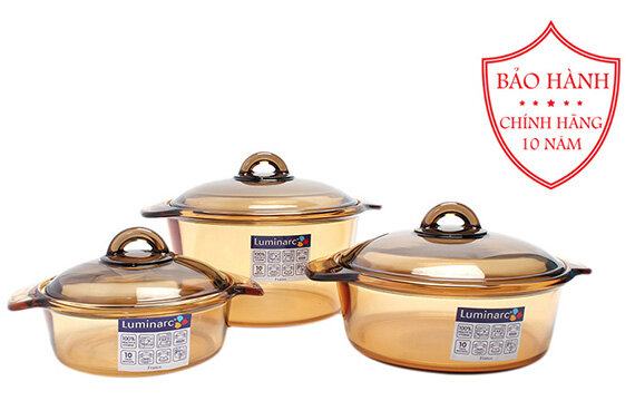 Bộ 3 nồi thủy tinh Luminarc NB3123 món quà tuyệt vời cho những người nội trợ