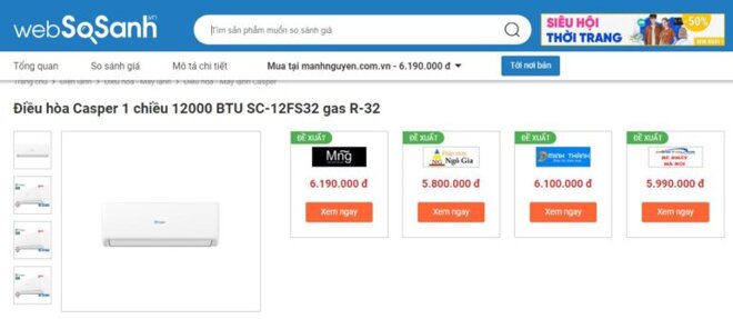 Điều hòa 1 chiều giá 6 triệu vnd