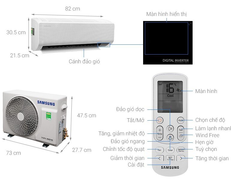 Máy lạnh Samsung 1.5HP Inverter Wind-Free AR13TYGCDWKNSV