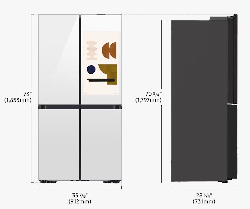 Kích thước tủ lạnh 4 cánh Samsung RF65DB990012SV