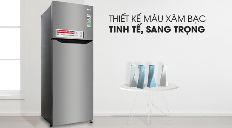 Tủ lạnh LG GN-M208PS được thiết kế theo phong cách cổ điển với ngăn đá ở phía trên