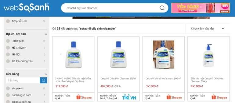 Sữa rửa mặt Cetaphil Oily Skin Cleanser giá bao nhiêu tiền?