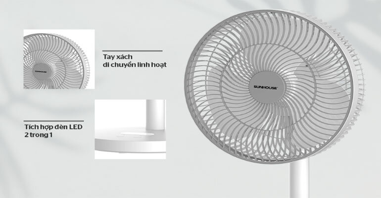 Quạt tích điện Sunhouse SHD7115 có thiết kế 3 cánh tiện lợi quạt tích điện Sunhouse SHD7115
