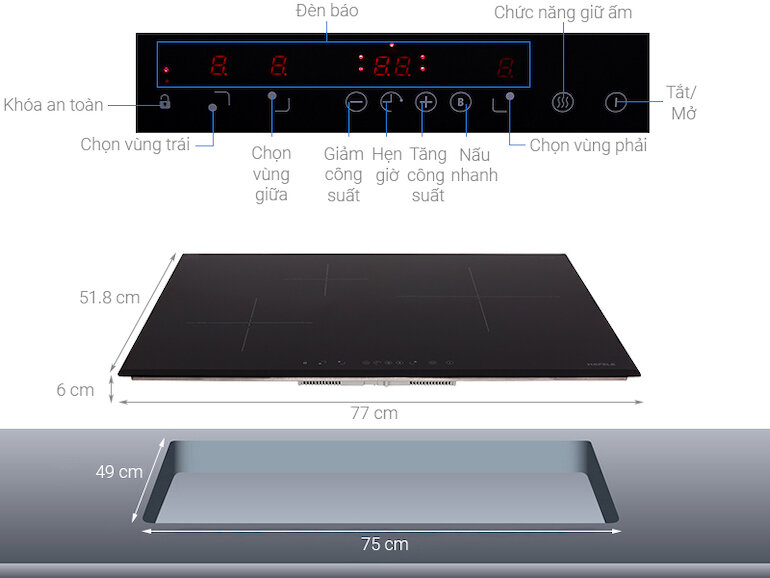 Bếp từ 3 vùng nấu Hafele HC-IS773EA (535.02.242)