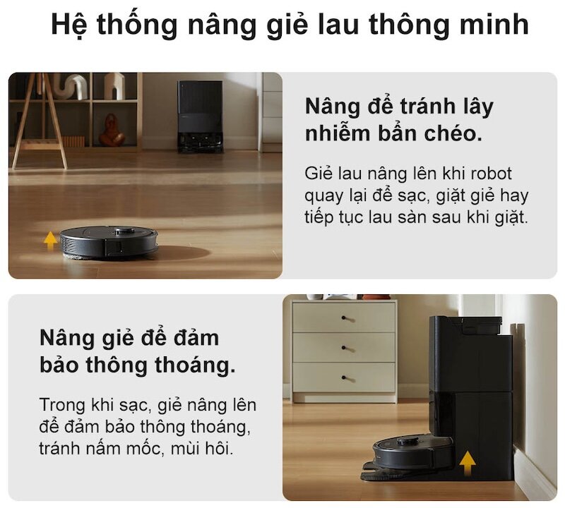 Nâng cấp trải nghiệm làm sạch với hệ thống nâng giẻ thông minh