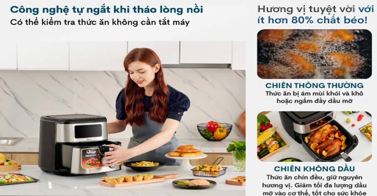 Nồi chiên FujiE AF9D thích hợp sử dụng cho gia đình từ 5-10 thành viên Nồi chiên không dầu FujiE AF9D