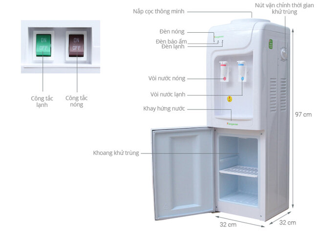 Cây nước nóng lạnh Kangaroo kg3331 có dung tích bình chứa nước lớn