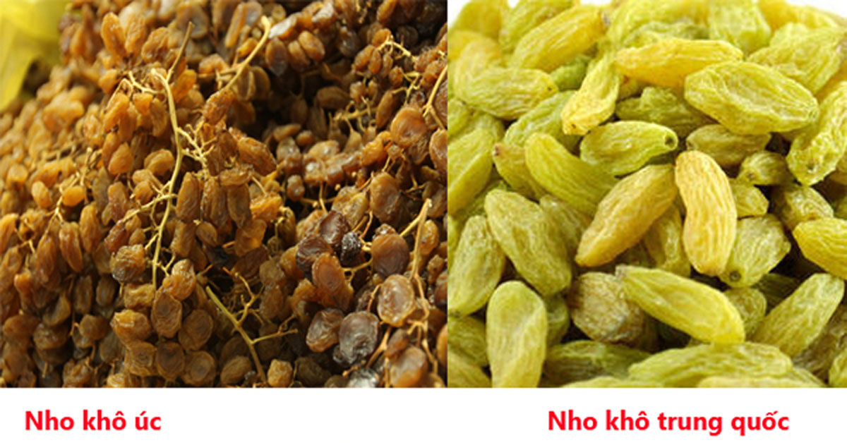 Cách phân biệt nho khô Úc nhập khẩu nguyên cành và nho khô Trung Quốc giá rẻ