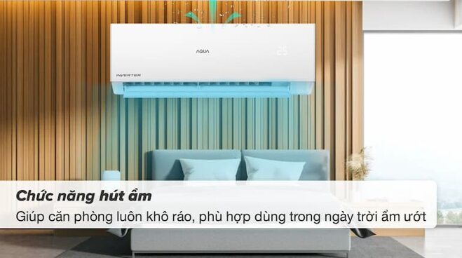 Tính năng hút ẩm có trên điều hòa Aqua 1.5 ngựa inverter AQA-RV13QC