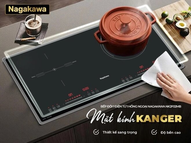 Khám phá chi tiết bếp điện từ đôi Nagakawa NK2F02MB về thiết kế, tính năng và công nghệ