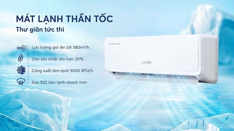 điều hòa Karofi Inverter 9000 BTU 1 chiều KDC-WI309 gas R-32