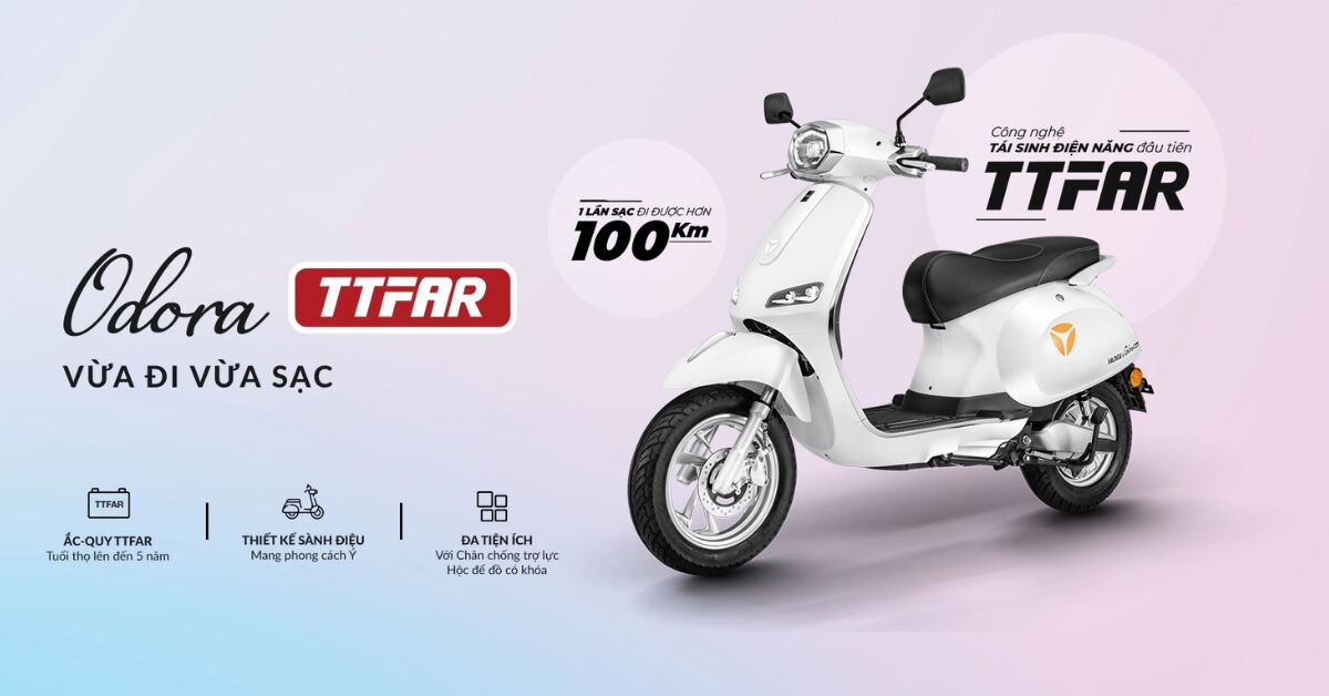 Công nghệ đột phá “vừa đi vừa sạc” của xe máy điện Yadea Odora TTFAR