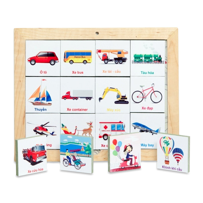 Bộ nhận biết 16 phương tiện giao thông Poomko.
