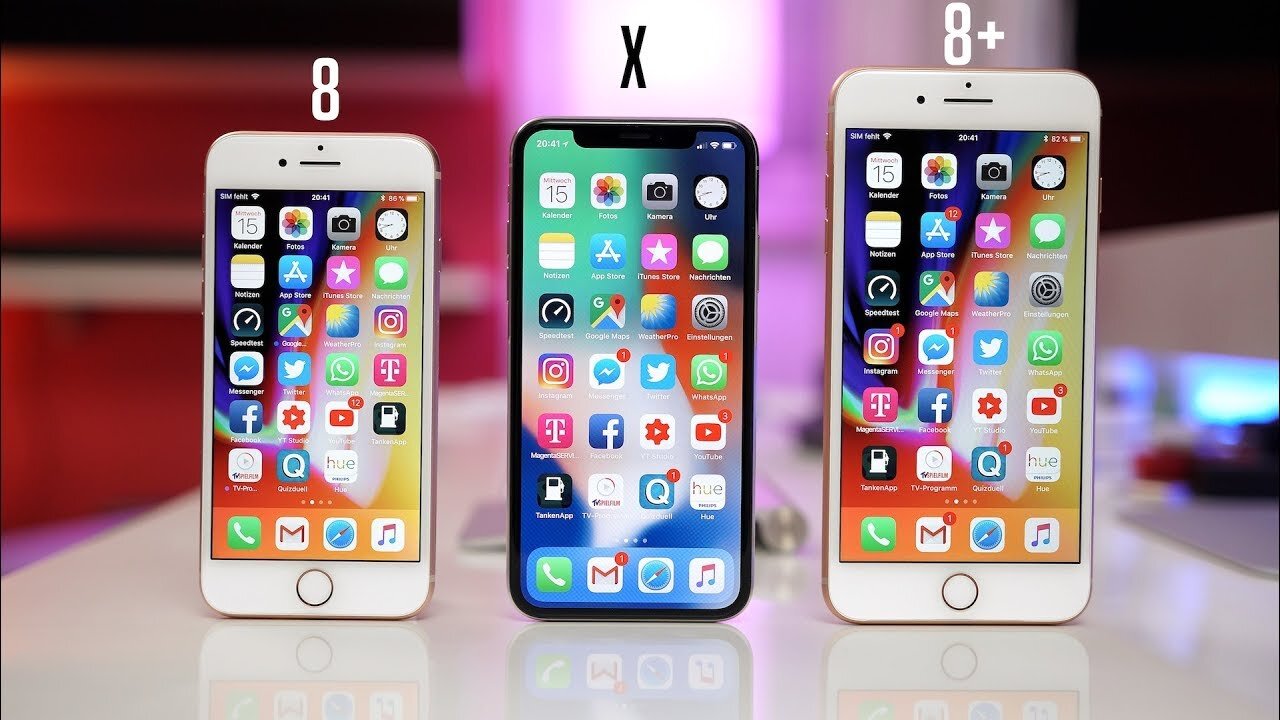 Ngoại hình của iPhone 8 và 8 plus khi đặt cạnh iPhone X