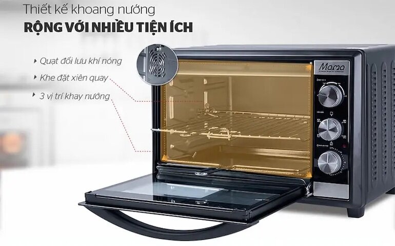 Lò nướng Sunhouse Mama SHD4240 có công suất nướng lên đến 1550W giúp thực phẩm được nướng chín nhanh chóng.