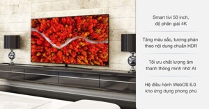 Cùng soi thiết kế và công nghệ hình ảnh trên Smart Tivi LG 50 inch 4K 50UP7800PTB