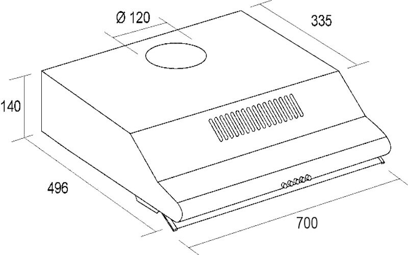 Kích thước lắp đặt của máy hút mùi Canzy CZ-70WY