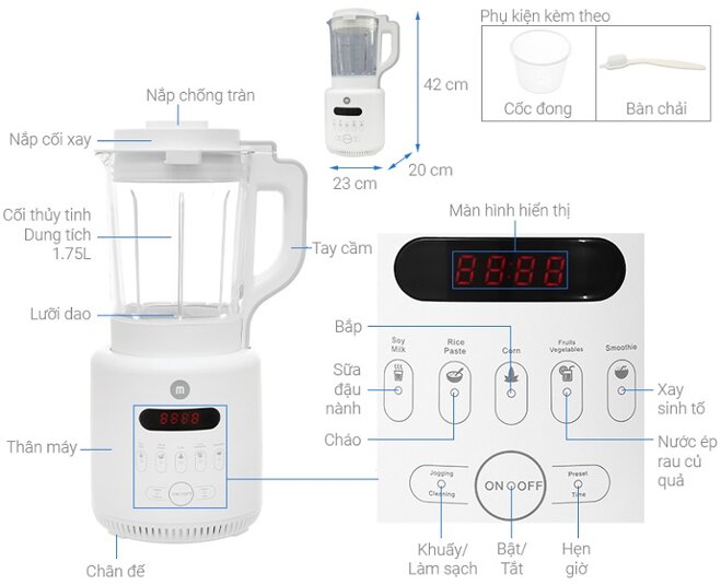 Máy làm sữa hạt đa năng Mishio MK270 thích hợp với mọi không gian bếp