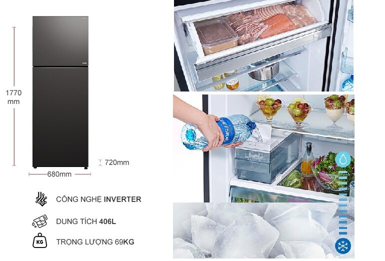 Kích thước tủ lạnh Hitachi Inverter 406 Lít R-FVY510PGV0(GMG)
