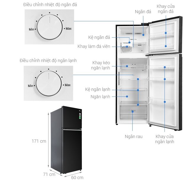 Đánh giá chi tiết tủ lạnh LG Inverter 335 lít GN-M332BL