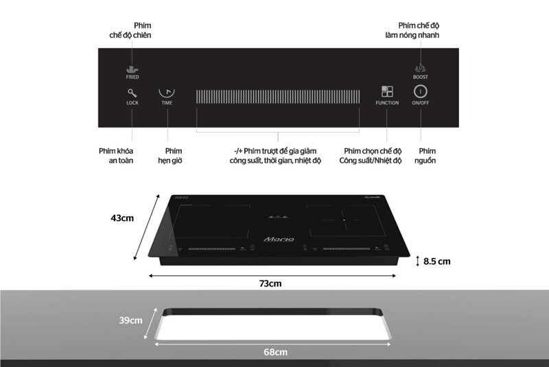 Bếp từ Sunhouse Mama MMB9208DIH hạ giá còn 4 triệu đồng, trang bị kính Schott Ceran cao cấp
