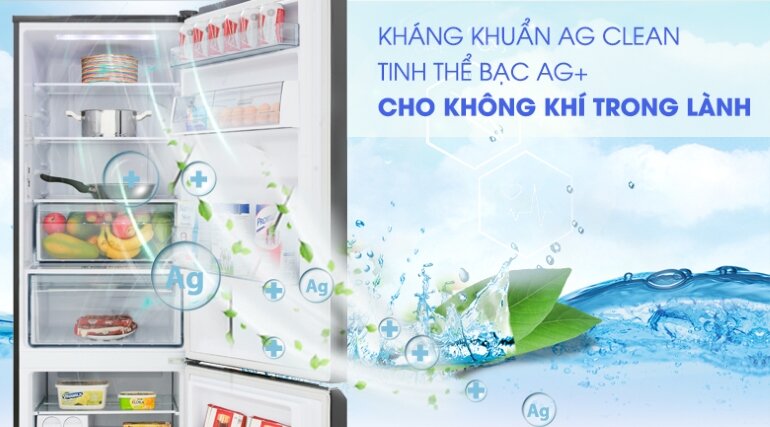 Tủ lạnh Panasonic 322 lít sử dụng công nghệ Ag Clean với các tinh thể bạc Ag+ giúp bảo vệ sức khỏe cho người sử dụng