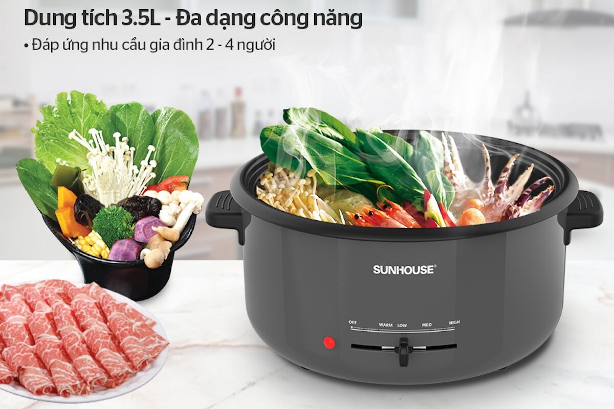 Đánh giá 4 mẫu nồi lẩu điện Sunhouse được ưa chuộng hiện nay 2023
