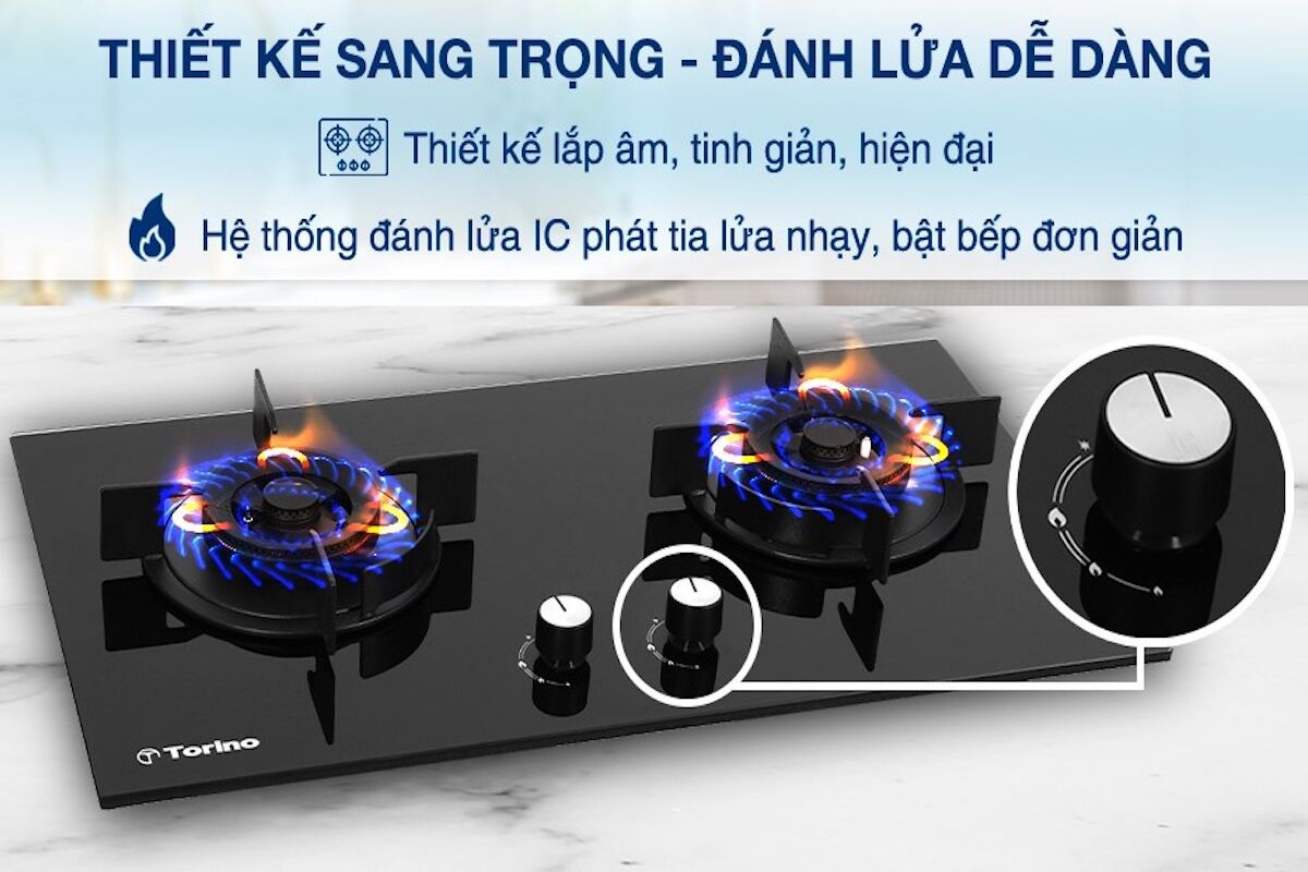 Đánh giá chi tiết bếp gas âm Torino MG-2021 về thiết kế và công nghệ