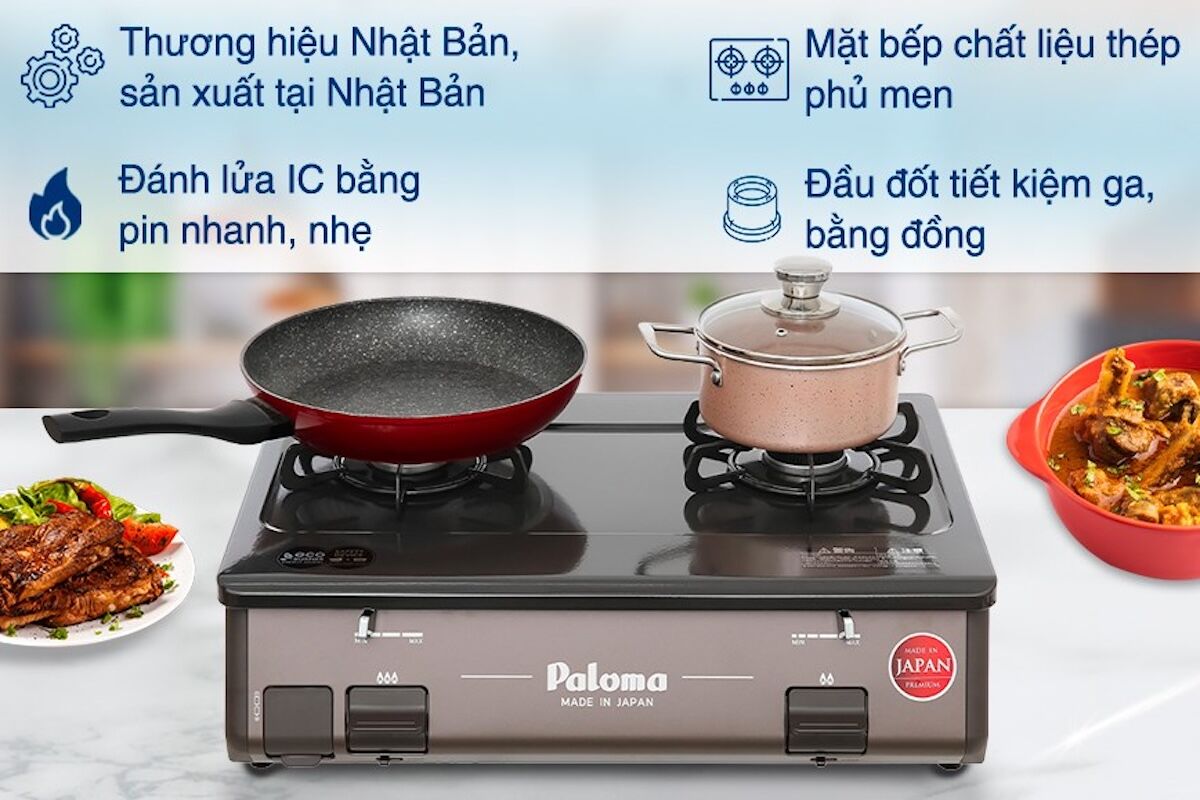 Đánh giá chi tiết bếp gas dương Paloma PA-J61PE về thiết kế, tính năng