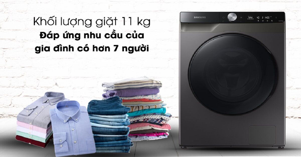 Đánh giá máy giặt sấy Samsung AI Inverter WD11T734DBX/SV
