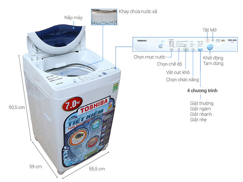 Đánh giá máy giặt Toshiba 7kg loại nào tốt, giá bao nhiêu?