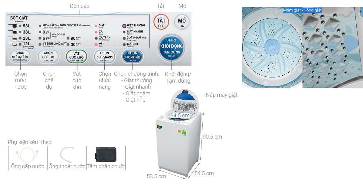 Đánh giá máy giặt Toshiba lồng đứng 7 kg AW-A800SV