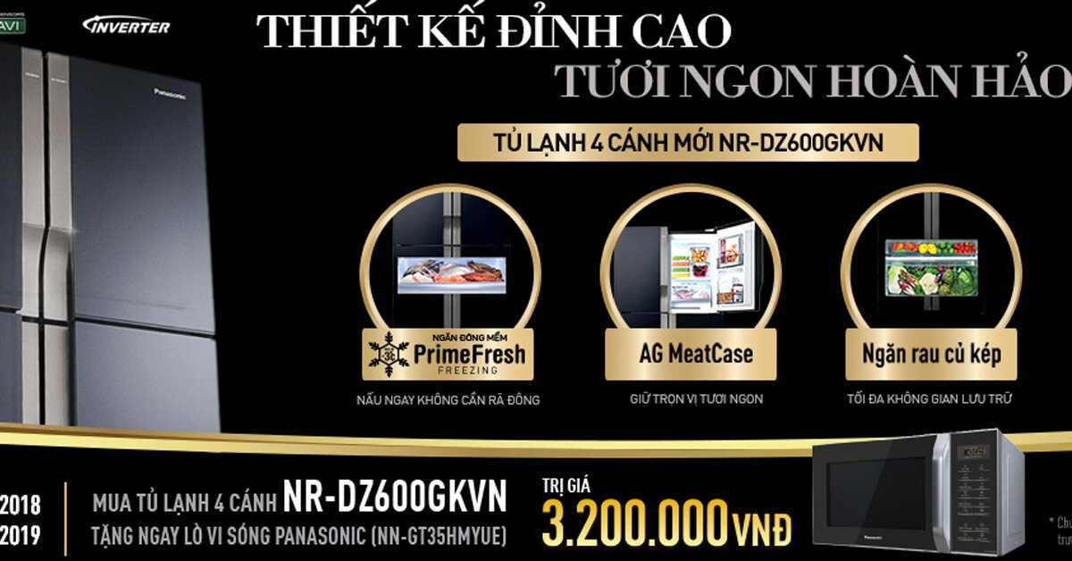 Đánh giá review tủ lạnh 4 cánh mới NR-DZ600GKVN của Panasonic – Thiết kế đỉnh cao, tươi ngon hoàn hảo